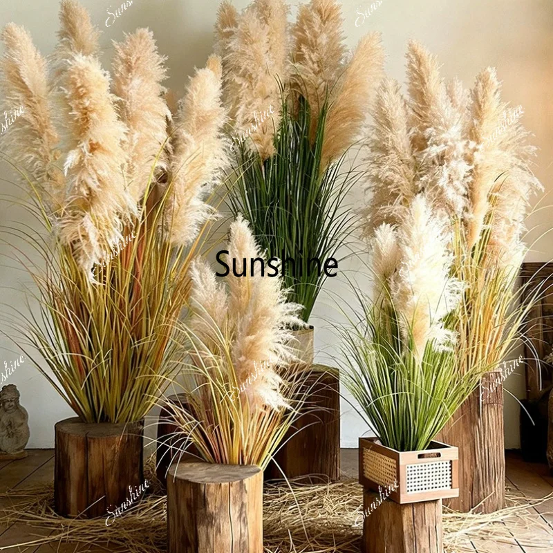 Home Decor Lighting Tree - Plantas verdes artificiales, caña natural, estilo