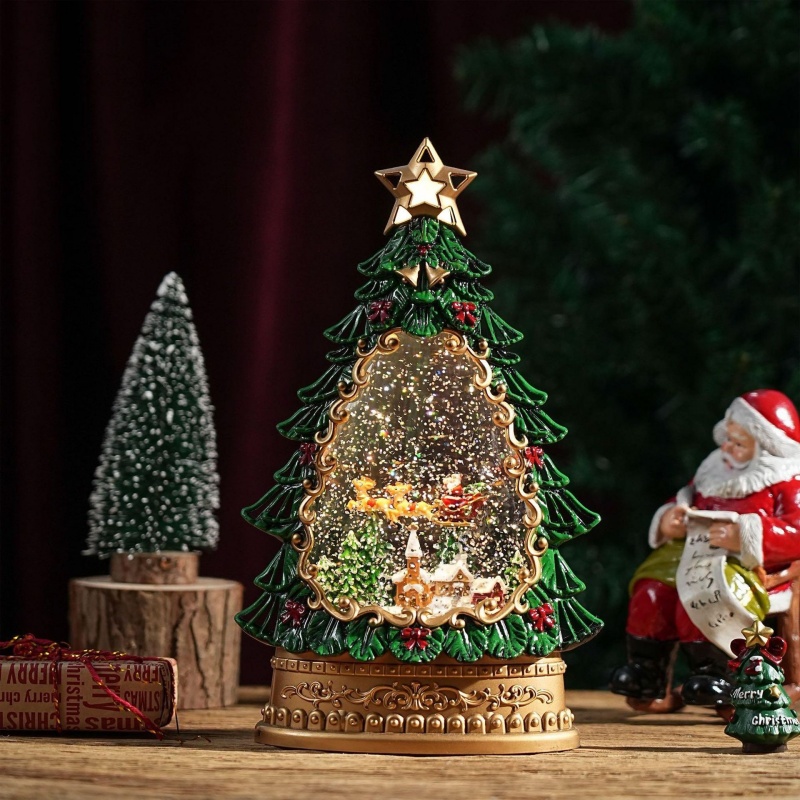 Home Decor Lighting Tree - Caja Musical con Globo de Nieve,